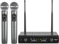 Dual UHF Tunable Frequency Wireless Microphone System PTU-52-2H | 2 Metal Mics, 2 x 30 Frequencies, 200 ft Range