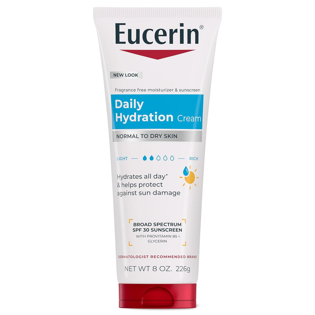 Daily Hydration Cream, Broad Spectrum SPF 30, 8 OZ | Body Cream with Glycerin and SPF 30 Sunscreen, 24-Hour Moisture