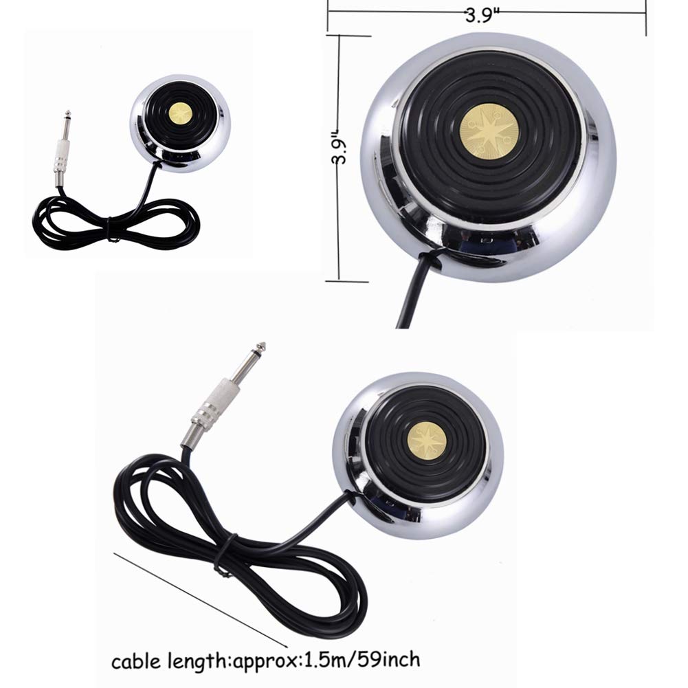 Foot Pedal and Clip Cord,New Star Tattoo 360 GEM Pro Stainless Steel Foot Pedal Switch Control and Tatto Clip Cord