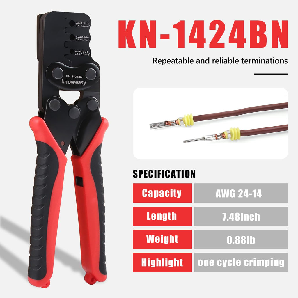 Knoweasy Weather Pack Crimp Tool for AWG 24-14 Delphi Weather Pack Terminal