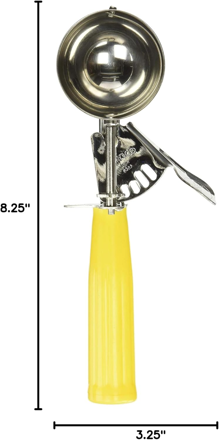 No.20 Ice Cream Disher with Plastic Handle, Size 20, 2 oz capacity, Yellow, Stainess Steel
