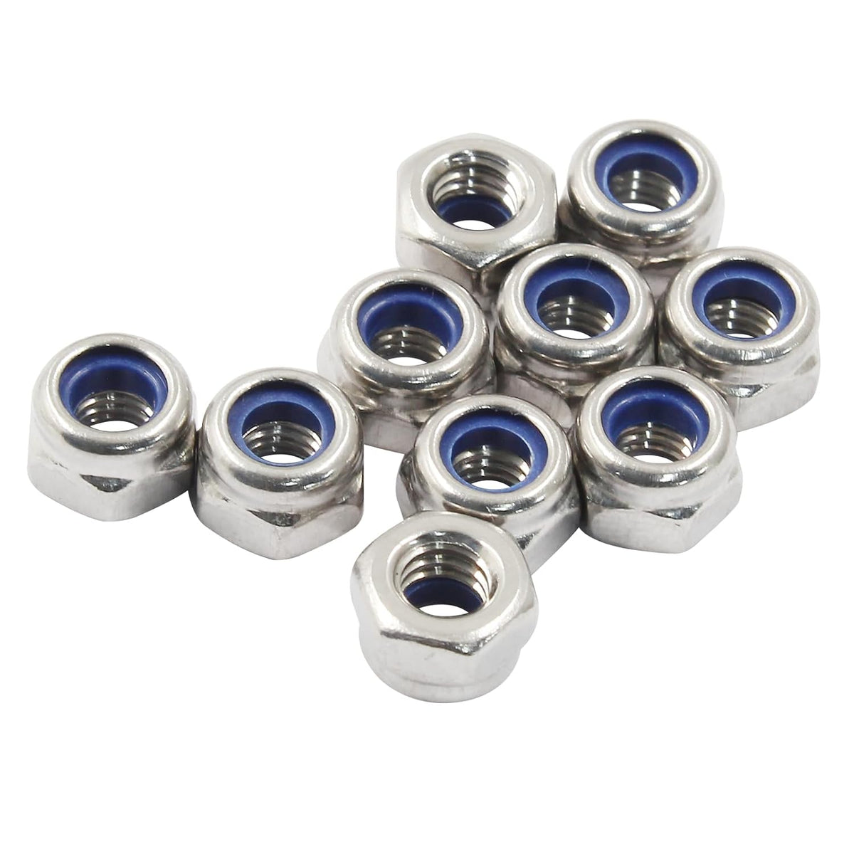 Hordion 100Pcs M4-0.7mm Nylon Lock Nut Stainless Steel Nylon Insert Locknut