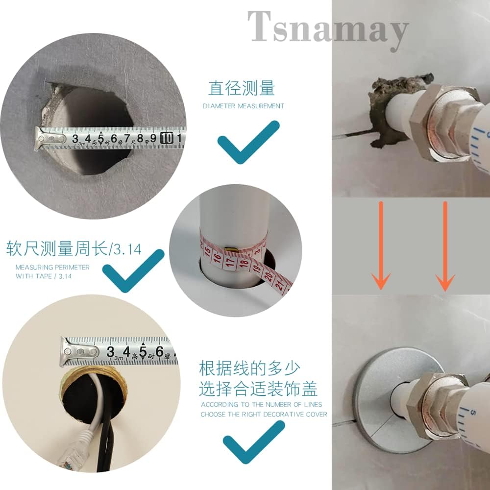 0.86" Wall Split Flange Round Escutcheon Plate for Kitchen Pipe