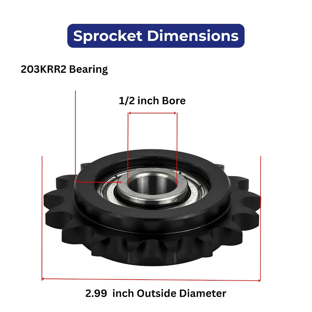 Jeremywell #40 Roller Chain Idler Sprocket 1/2" Bore Hardened 17 Tooth