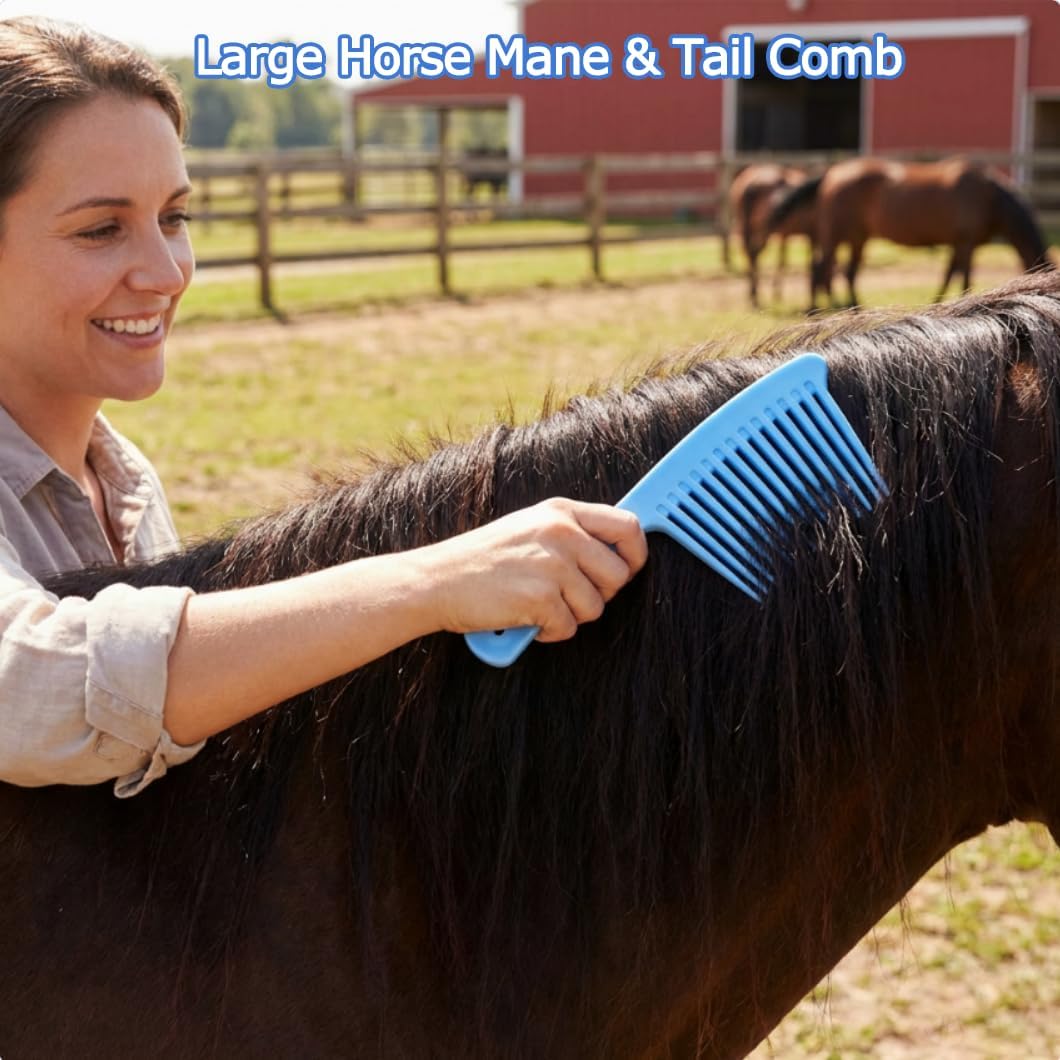 Horse Grooming Kit, 13-Piece Horse Brush Set with Organizer Bag Complete Care, Mane Braiding Kit, Brushes & Curry