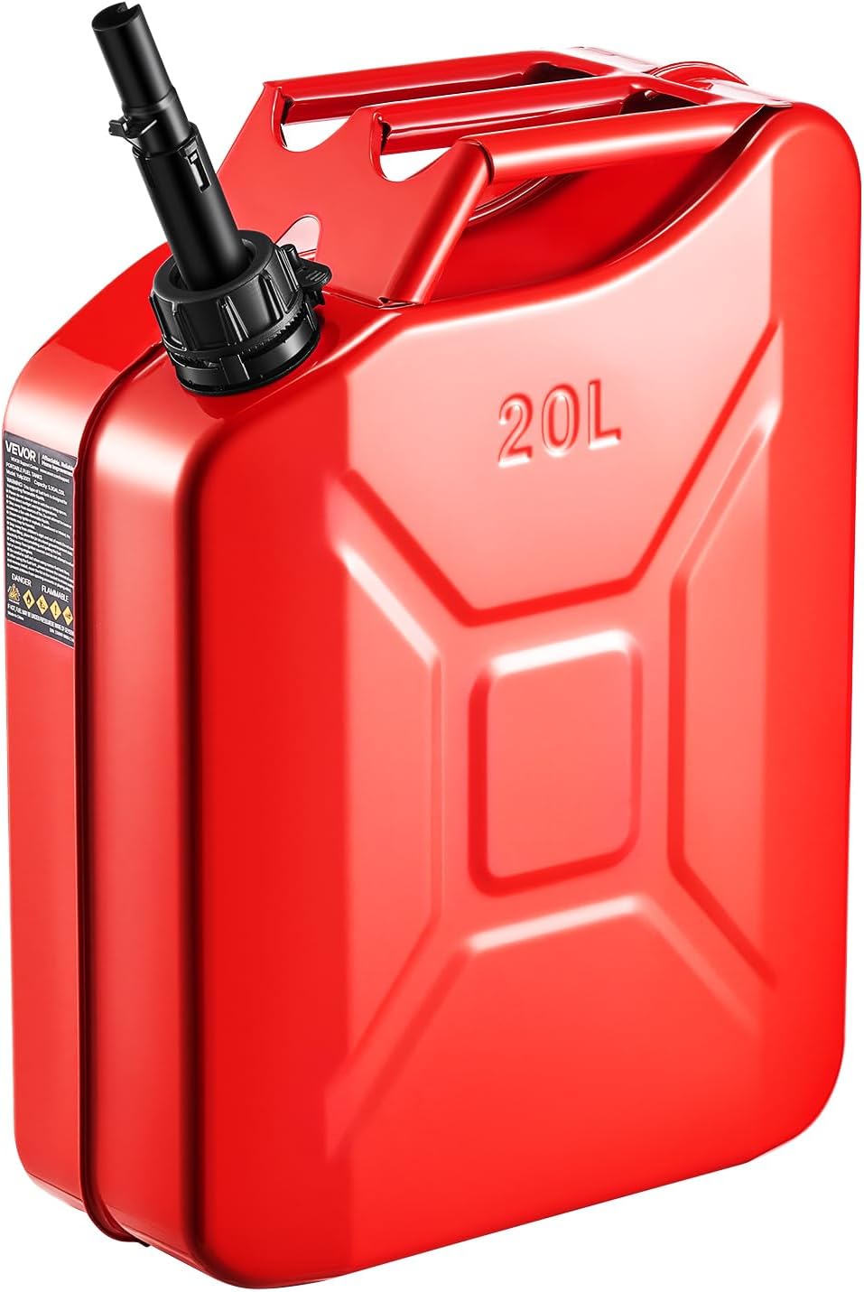 Metal Fuel Container, 5.3 Gallon, Fuel Jerry Can with Spout and Comfort Handle, 6 L/min Max Flow Rate, Leakproof &