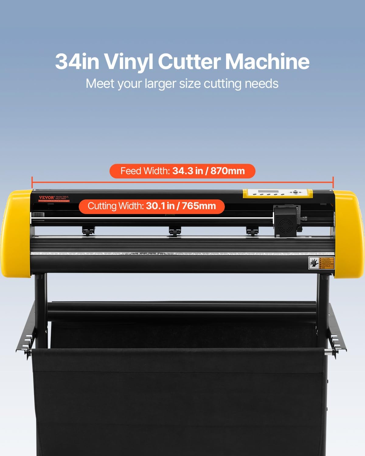 Vinyl Cutter Machine, 34 in / 870 mm Max Paper Feed Cutting Plotter, Automatic Camera Contour Cutting LCD Screen