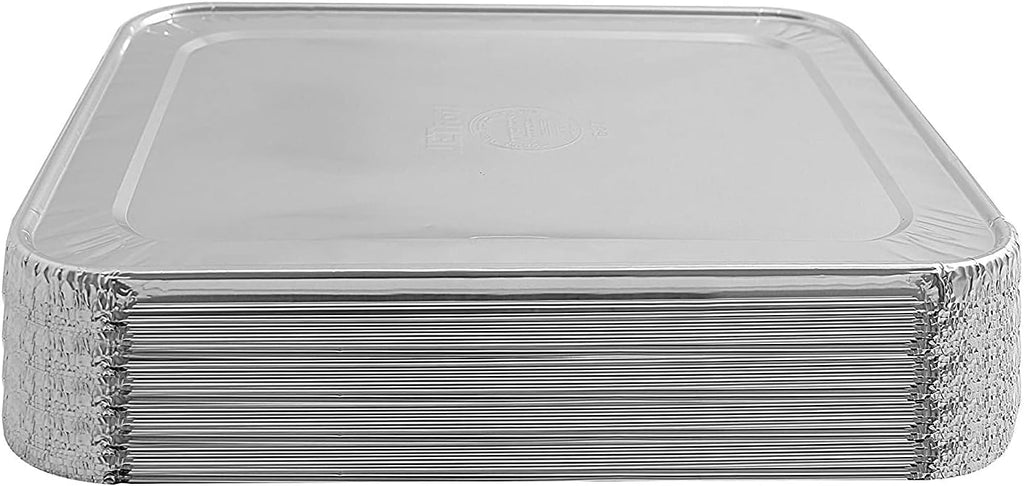 Aluminum Foil Lids for 9" x 13" Half Size Steam Table Pans – 10 Pack Disposable Covers for Food Storage Catering