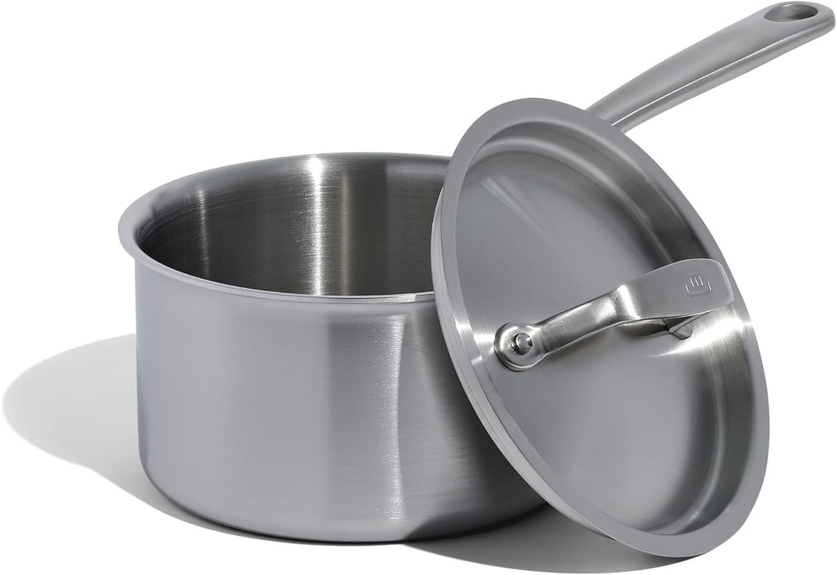 Cookware - 2 Quart Stainless Steel Saucepan with Lid - 5 Ply Stainless Clad - Professional Cookware - Crafted in