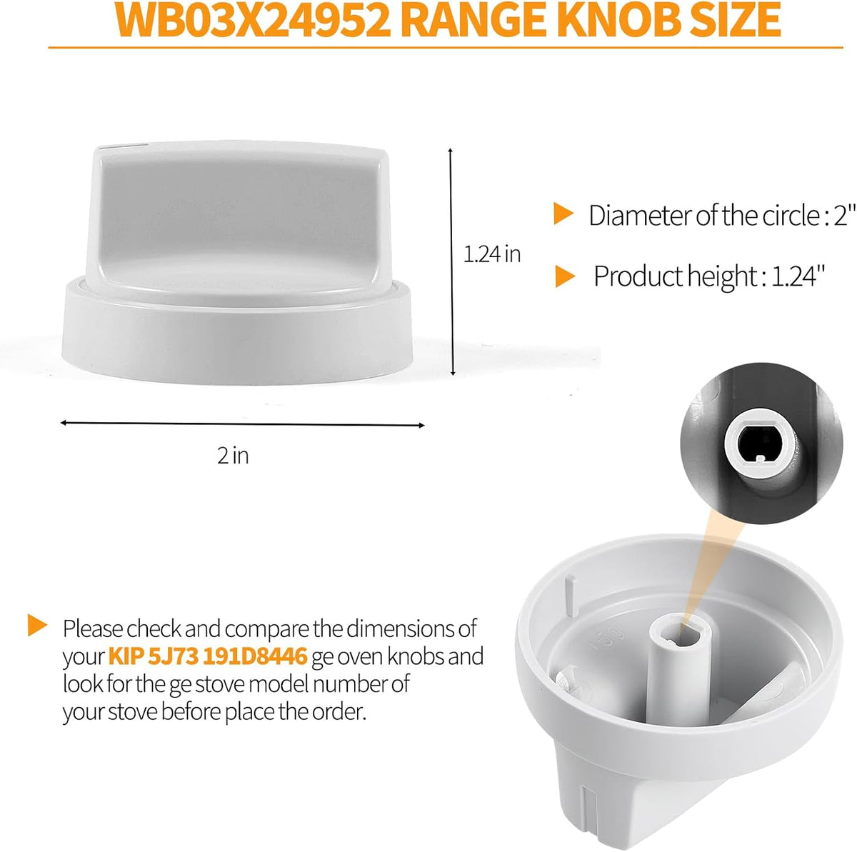 Update WB03X24952 191D8446 Stove Knobs Replacement for GE Stove Parts GE Range Parts JB625DK2WW JB645DK2WW White Plastic Burner Control Knobs Range Oven Cooktop Knobs White