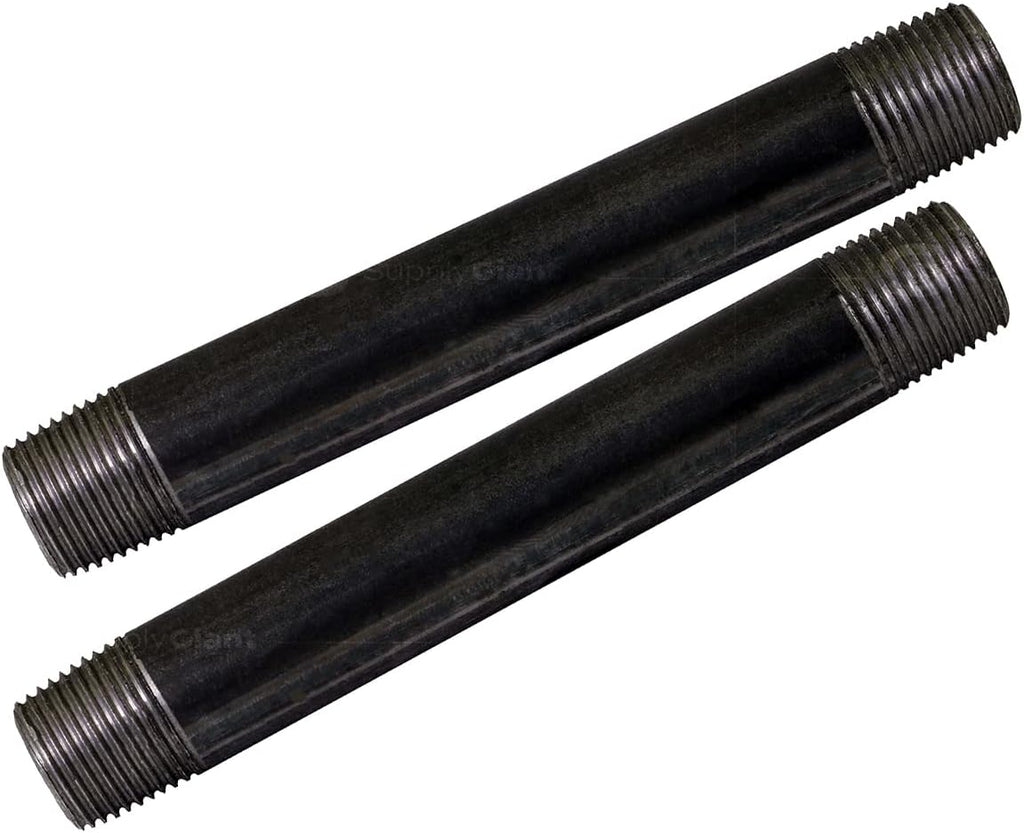 Everflow Supplies NPBL3480-2 Steel Nipple Pipe, Pack Of 2, Black