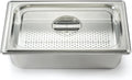 Full Size 4" Deep Perforated Hotel Pan with 6" Deep Water Pan & Clear Lid, Display Tray Condiment Serving Container