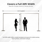 8 Foot Tall Fixed Height Portable Pipe and Drape Backdrop Kit, 8ft x 20ft Breakapart, Black Drapes (BBD9990820CDPR750)