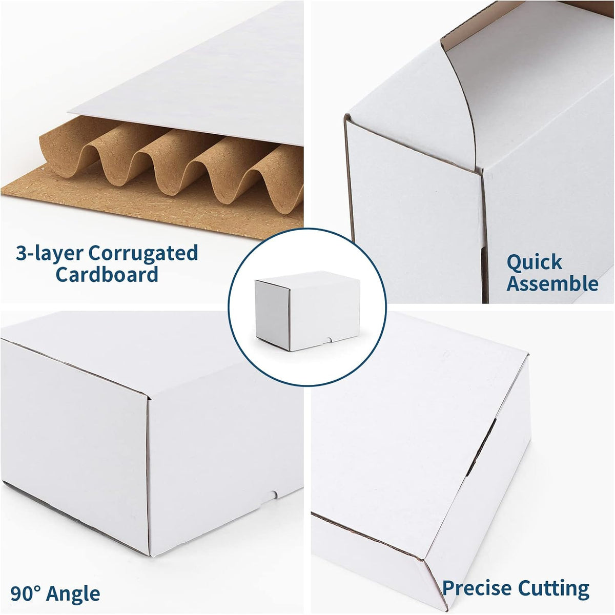 6x4x4 White Shipping Boxes Set of 25, Corrugated Cardboard Mailer Boxes for Packaging Small Business Mailing Gifts