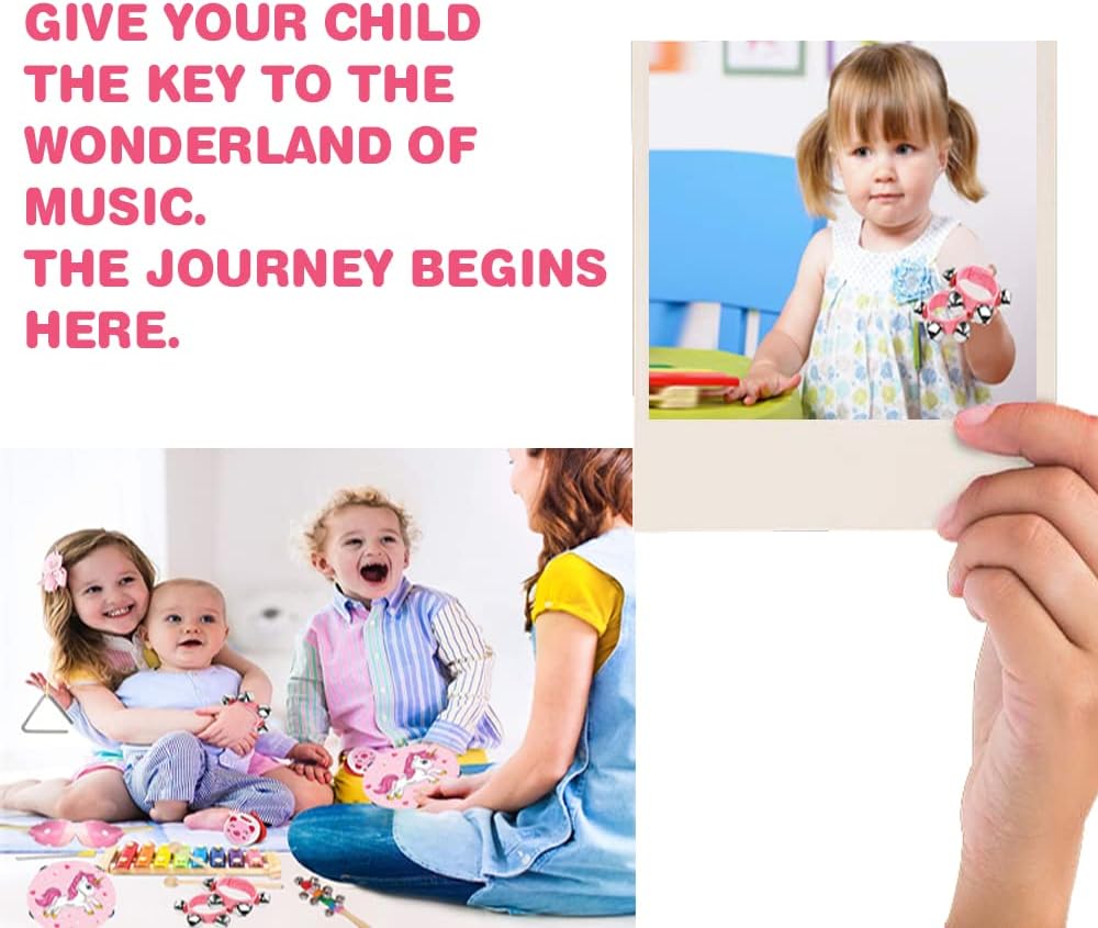 Kids Musical Instruments Sets, Non-Toxic Musical Toy, Wooden Percussion Instruments Toys Tambourine Xylophone for