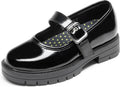 Girls Mary Jane School Uniform Shoes | Platform Hook and Loop with Arch Support Insole Roomy Round Toe Chunky Oxford