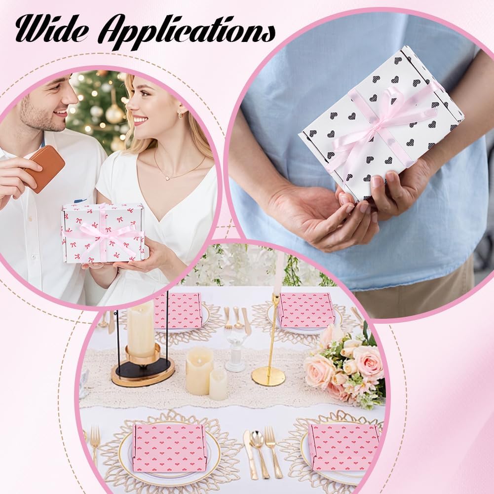 30pcs Bowknot Printed Gift Box White Cardboard Small Shipping Boxes 5.9x3.9x1.6 inch Mailer Boxes for Mother’s Day