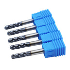 5pcs 3/16in Ball Nose Solid Carbide End Mills, 4 Flute, 30 Degree