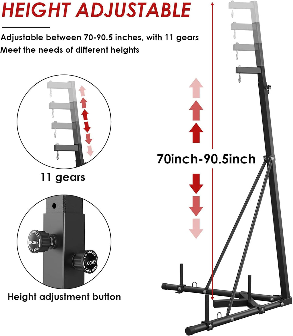 Height Adjustable Heavy Duty Punching Bag Stand, Stand Only | Boxing Bag Stand with Weighted Base for Stability