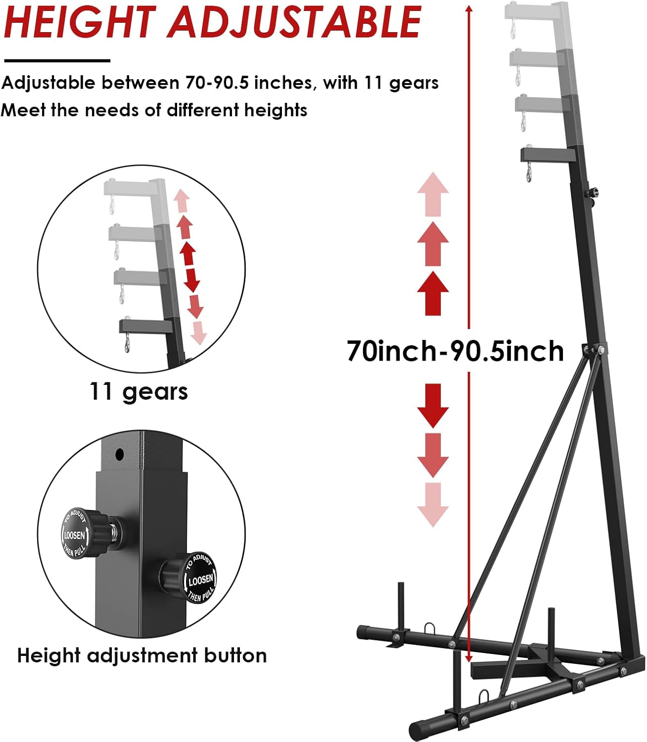 Height Adjustable Heavy Duty Punching Bag Stand, Stand Only | Boxing Bag Stand with Weighted Base for Stability