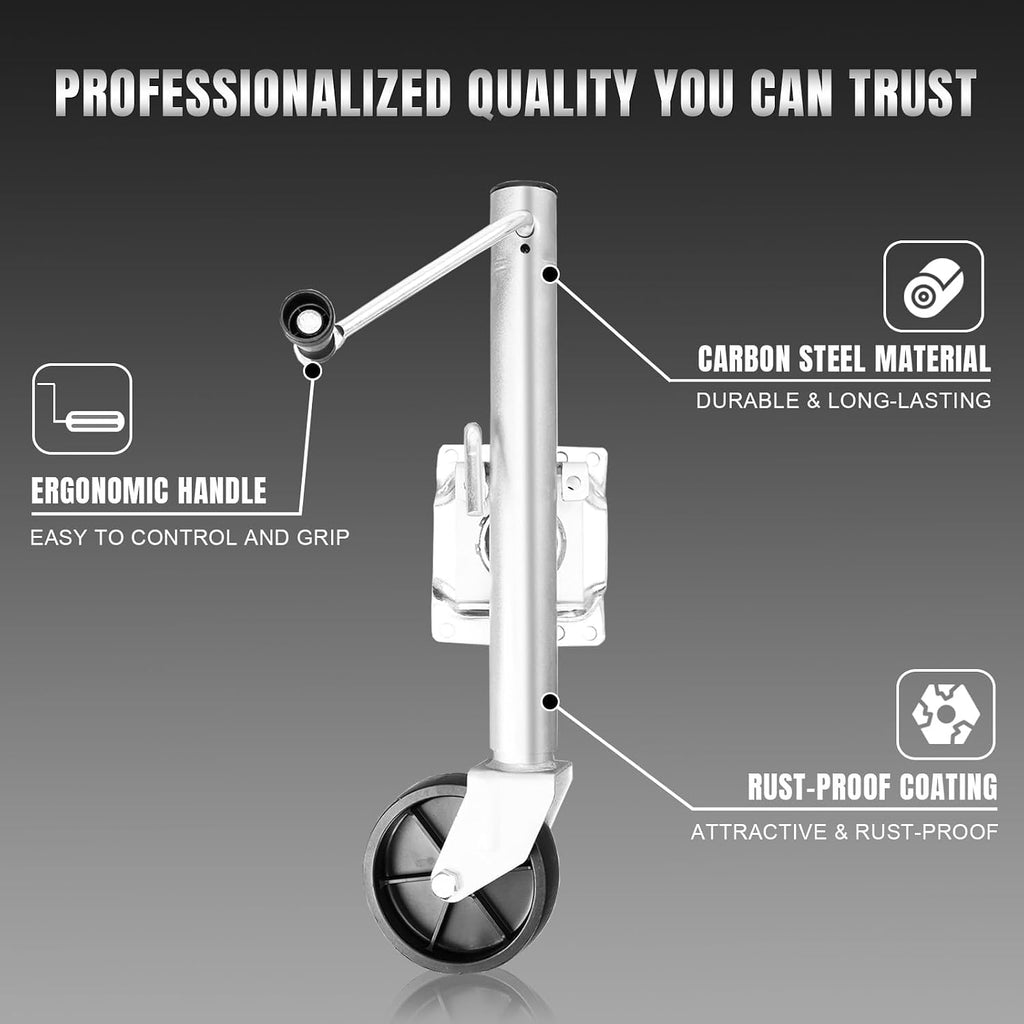 1000 lbs Trailer Jack with Wheel, Heavy Duty Swivel Boat Trailer Jack Single Wheel, 10" Lift, Bolt-on Trailer Tongue