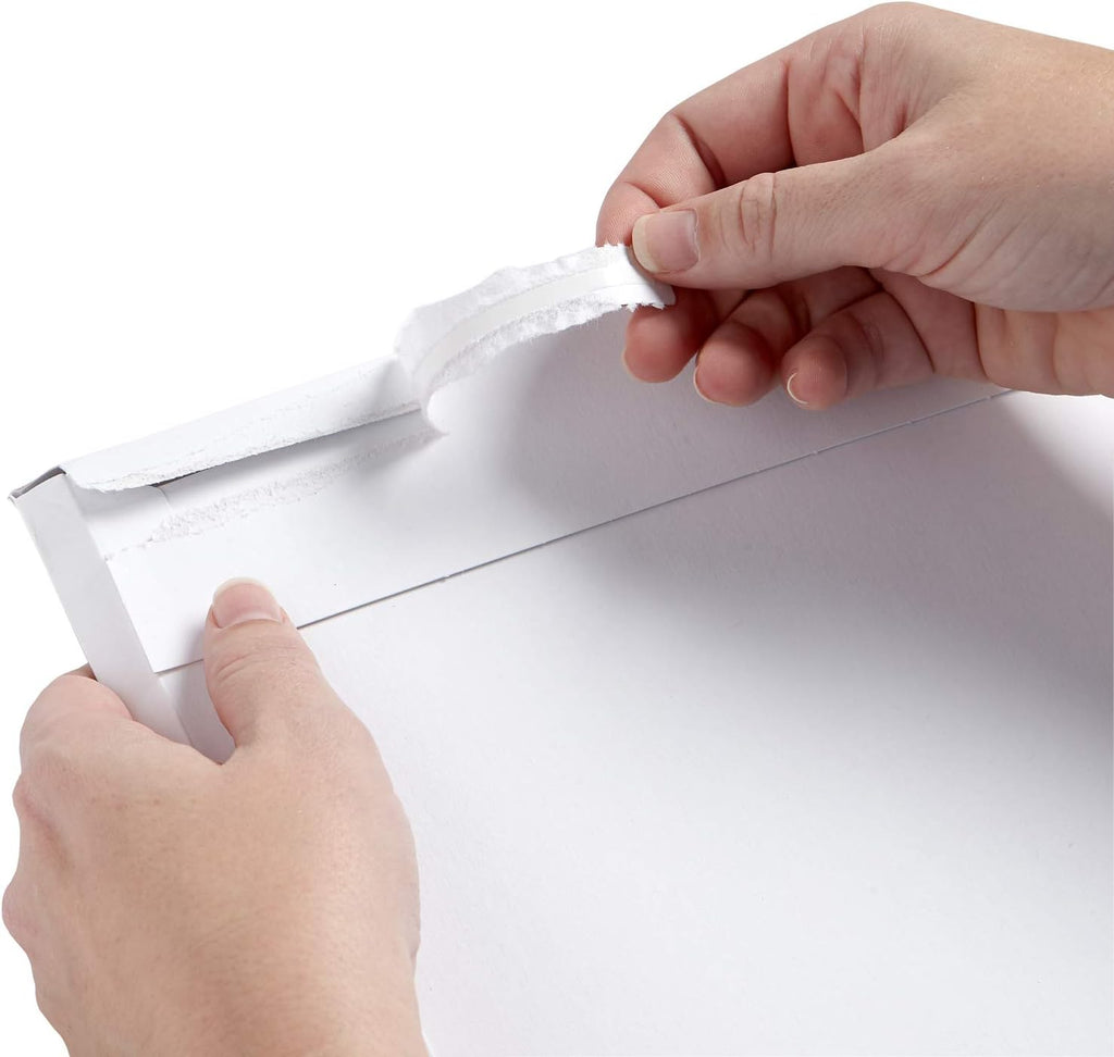 25 Rigid Envelopes, Large Expanding Envelopes Self Seal, Rigid Mailer with E-Z Open Tear String, White 9 3/4 x 12 1/4