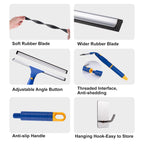 12 inch Rotatable Shower Squeegee for Glass Doors, Multi-Purpose Window Squeegee with Hook & Refill Rubber Blade