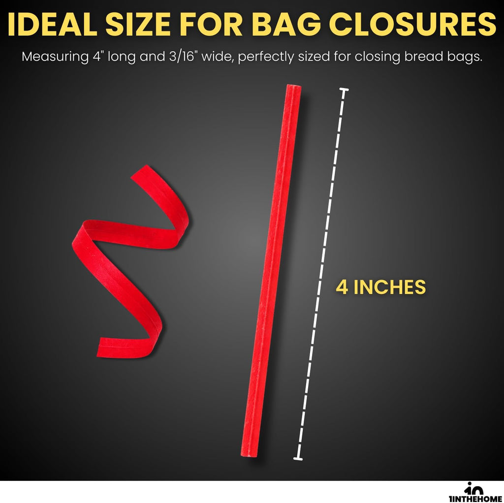 Red Twist Ties, Bread Tie, 4" x 3/16" Paper with Single Wire 2000 Pack
