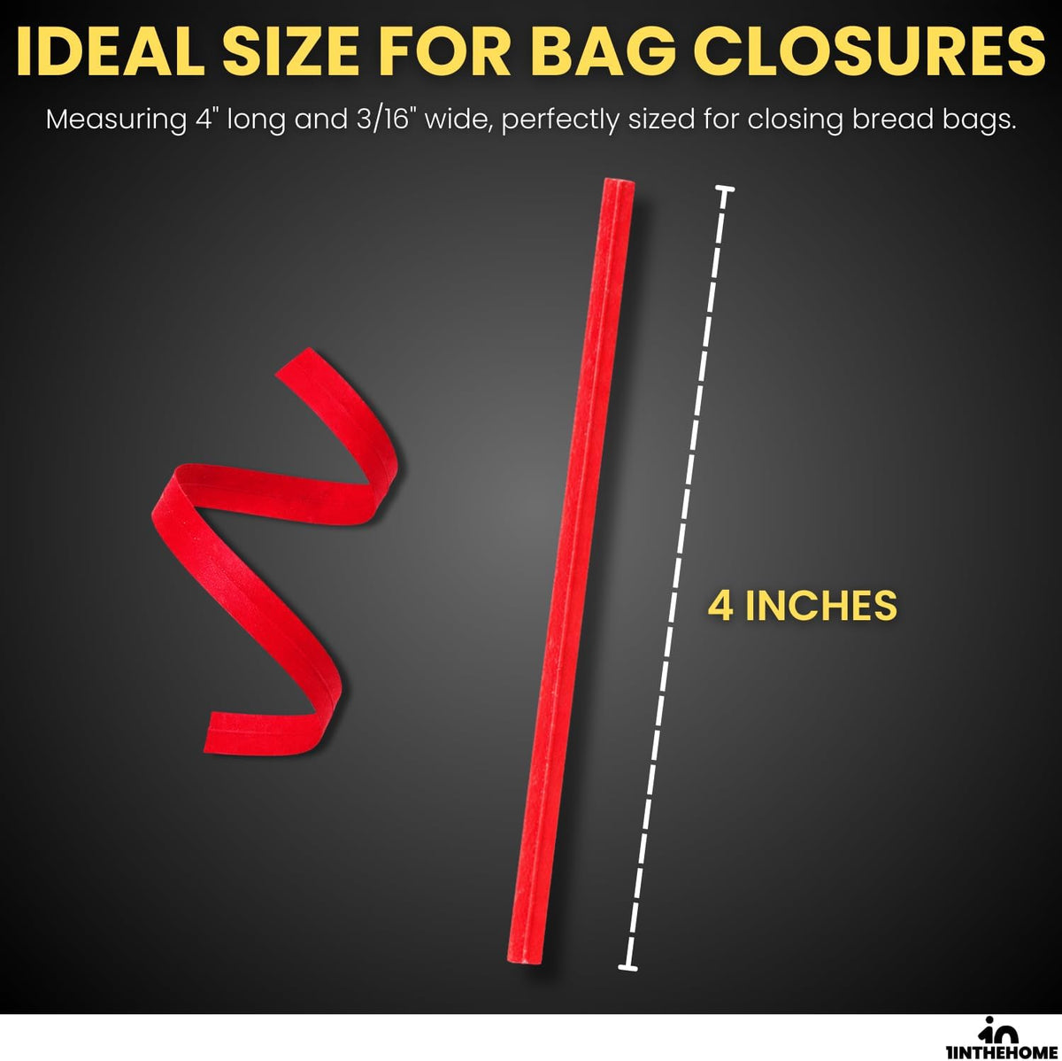 Red Twist Ties, Bread Tie, 4" x 3/16" Paper with Single Wire 2000 Pack