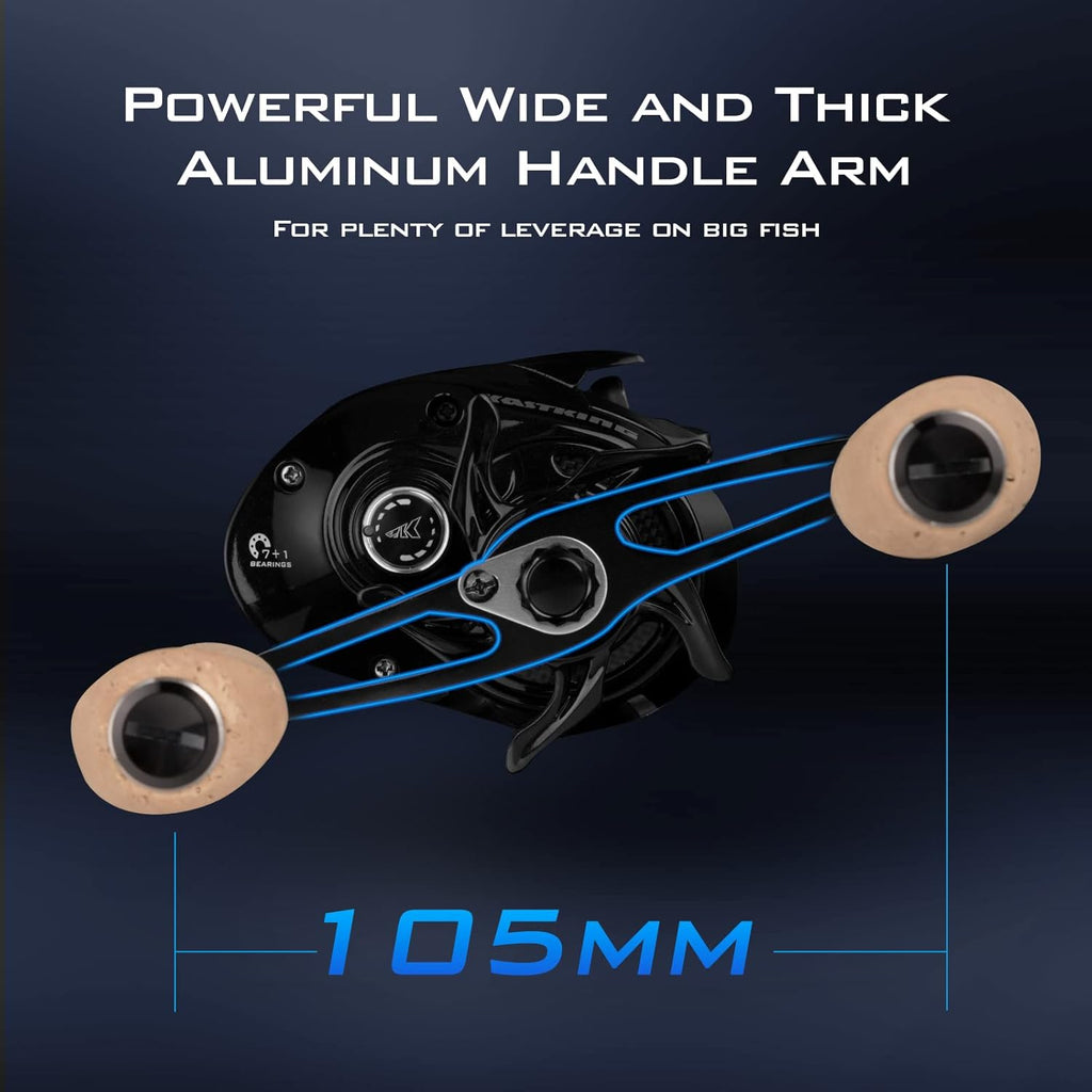 Megatron 100&200 Baitcasting Reels, Low Profile, High Capacity | Max Drag: 28.6 lb, 7+1 BB, 6.9 oz, Graphite Frame