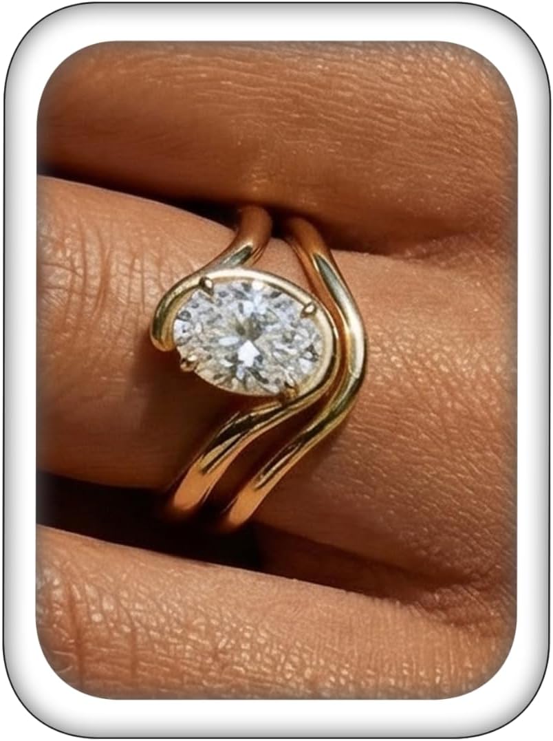 14K Gold Plated Stackable Rings for Women, Non Tarnish Cubic Zirconia Wedding Bands, Dainty Engagement & Promise
