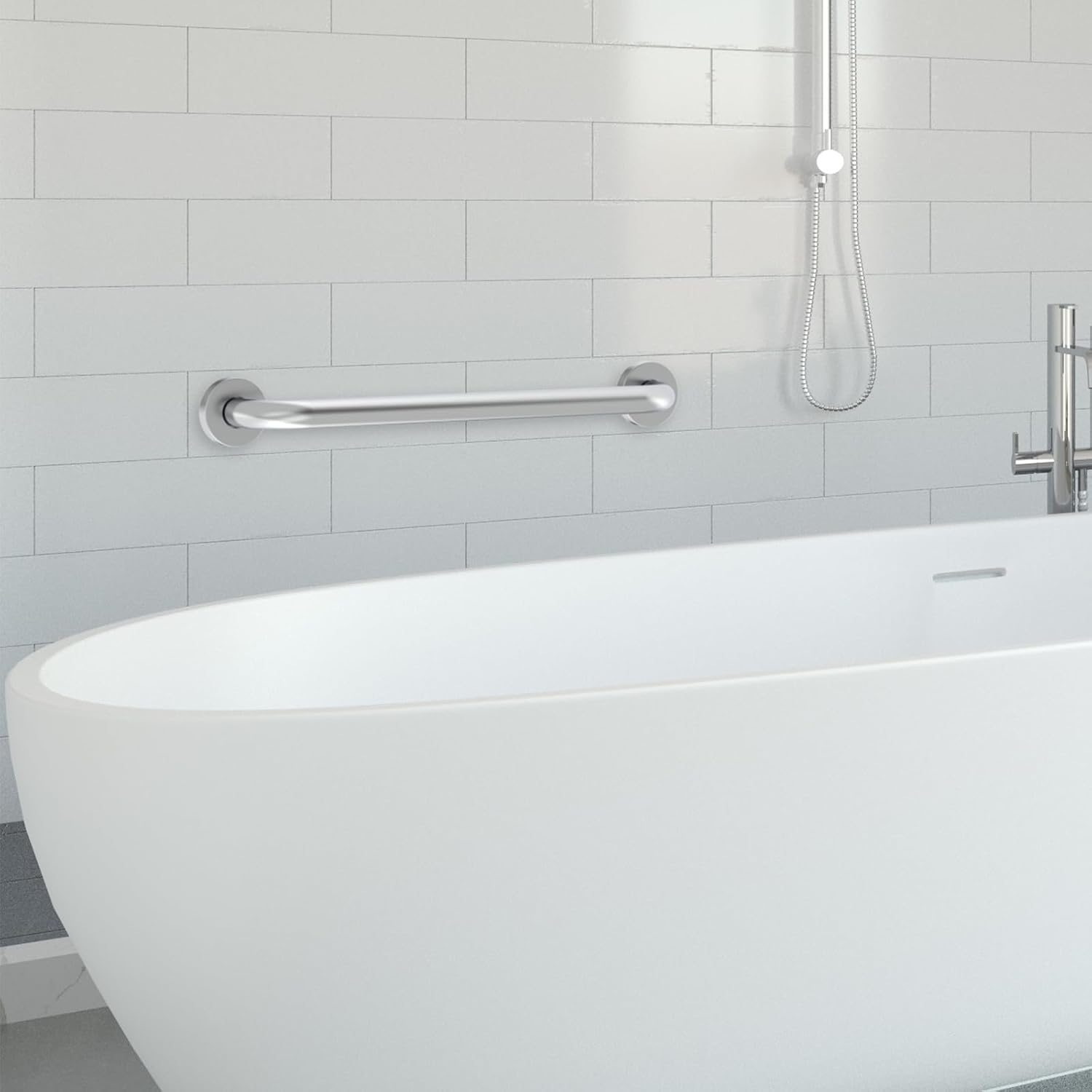 16 Inch Grab Bars for Wall Brush Nickel, Safety Shower Grab Bars for Seniors Elderly Handicapped, Handicap Grab Bars