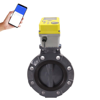 PVC Electric Butterfly Valve Intelligent Electric Valve 110V-230V 2-Wire Control Power-off Automatic Return Setting - 4 Inch (WIFIDN100-4")