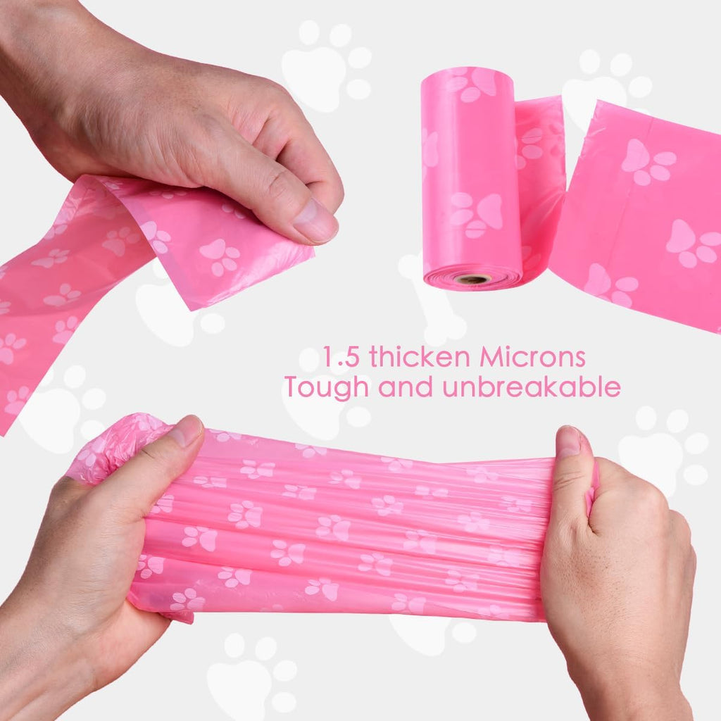 Poop Bags Rolls 256 Count - 9x13 Inches Pink Thickened Leakproof Lavender scent Poo Bags for Dogs, Eco-Friendly Pet