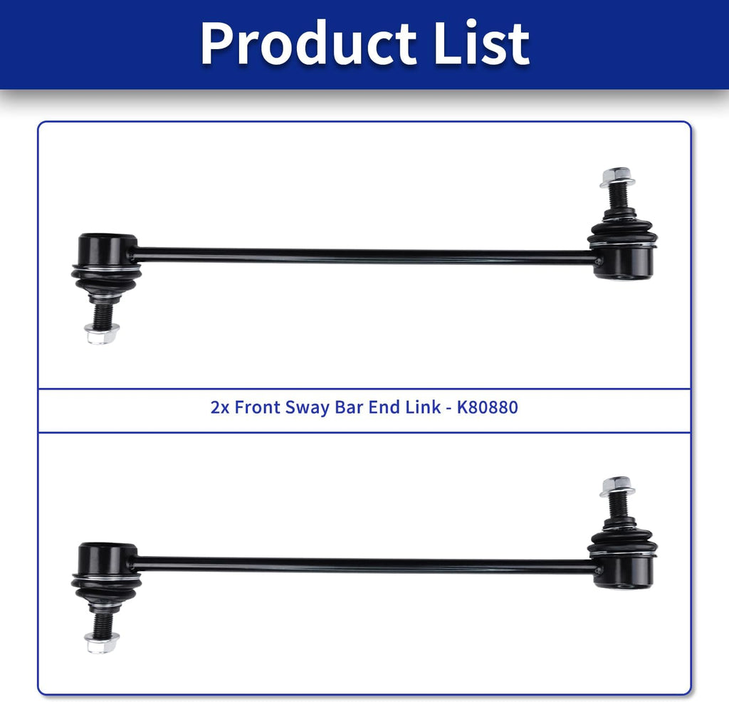 Sway Bar Links, K80880 Stabilizer Link With Ball Joint Compatible With 2013-2018 Ford Escape, 2012-2018 Ford Focus, 2015-2018 Ford Transit, 2010-2013 Mazda 3-2 Pcs