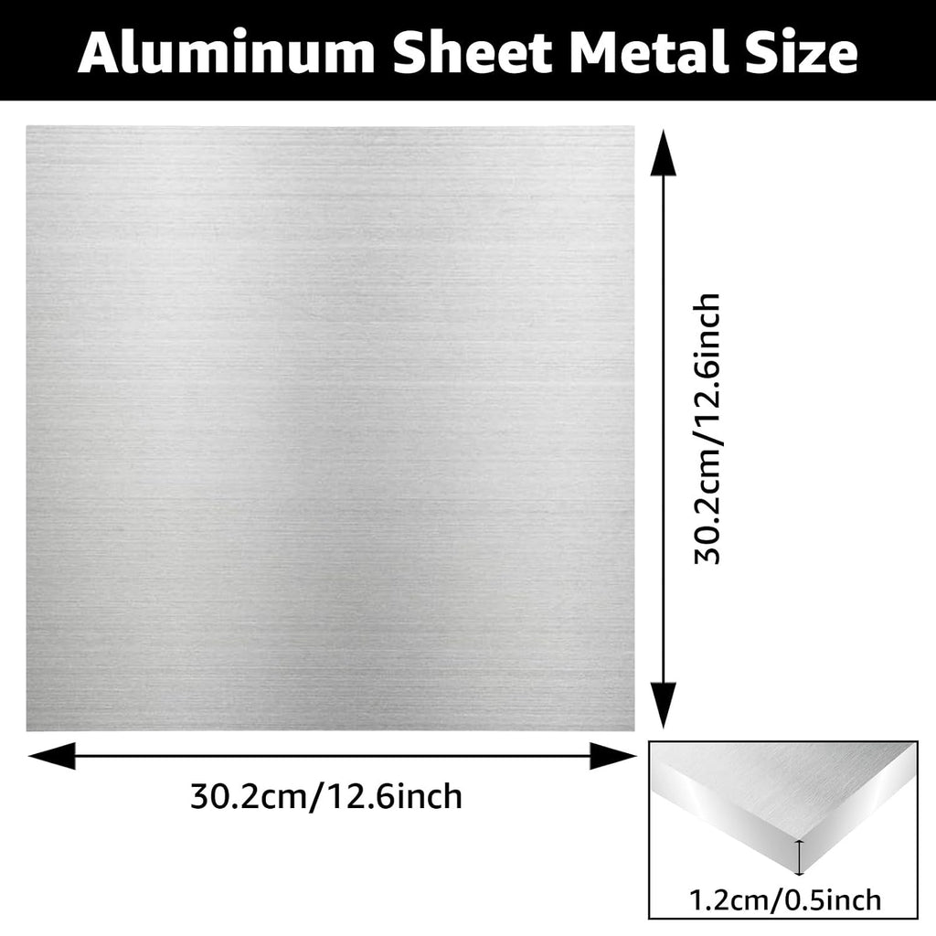 6061 Aluminum Sheet Plate Metal 11.8x11.8x1/2 Inch Flat Plate 300x300x12mm Thick Aluminum Sheet with Protective Film