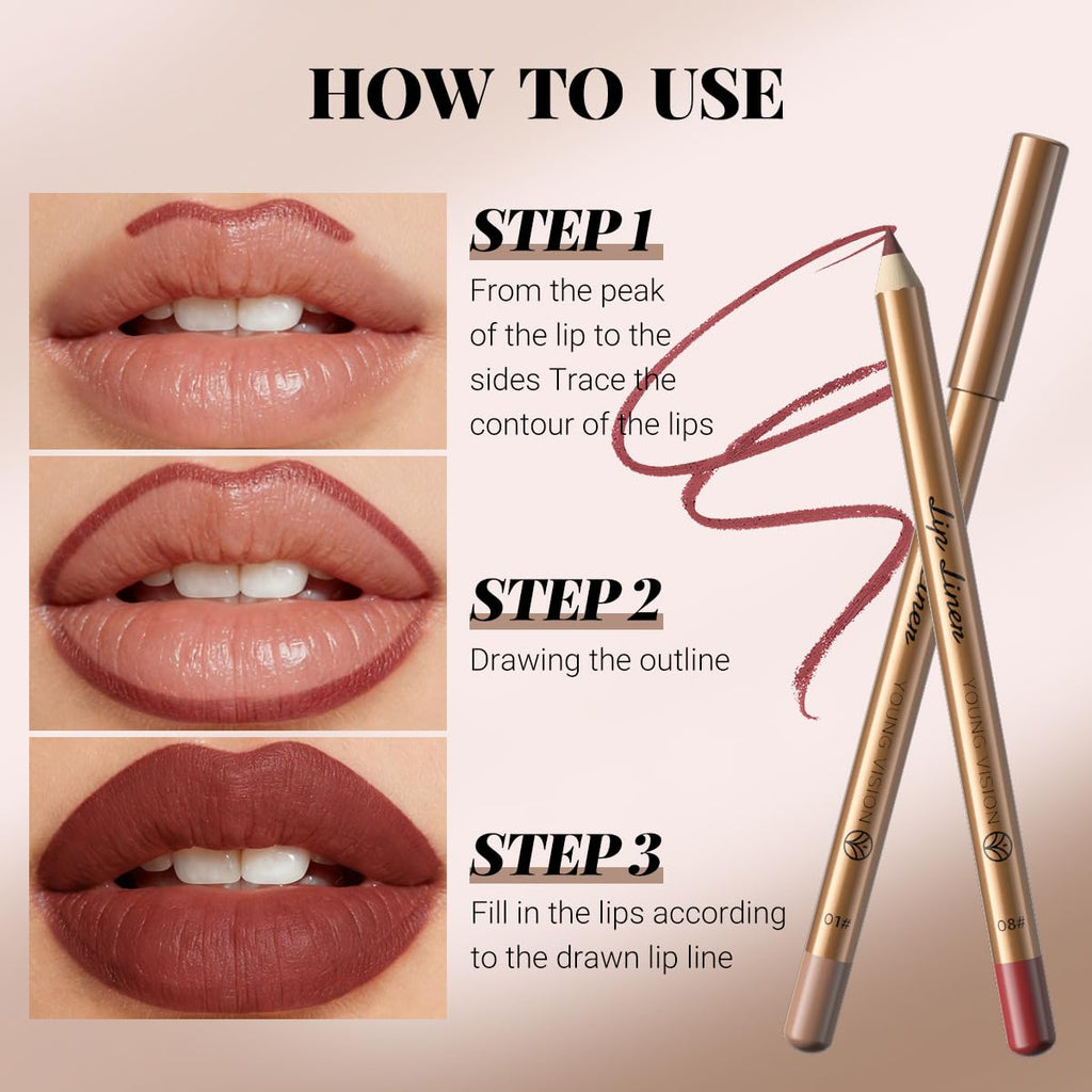 12-Color Matte Lip Liner Set with Sharpener for Women