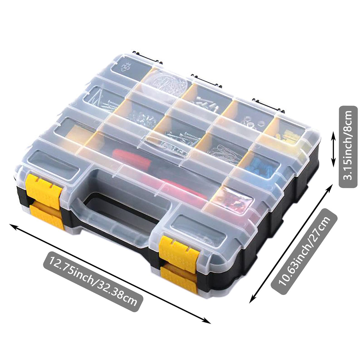 Tools Organizer Box Small Parts Storage Box 34-Compartment Double Side Hardware Organizers with Removable Plastic