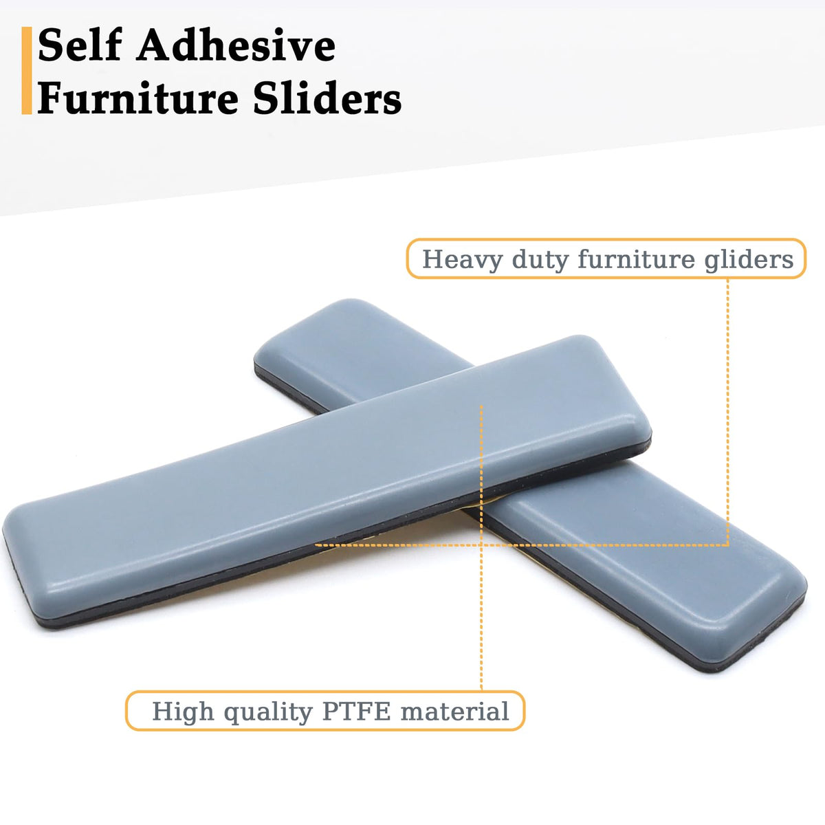 8Pcs 4 x 1 Inch Rectangular Adhesive Furniture Sliders