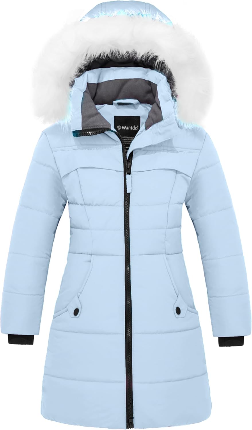 Girls' Winter Coat Waterproof Long Puffer Jacket Warm Parka Hooded | 5000mm Waterproof,Removable Faux Fur Hood,Fleece