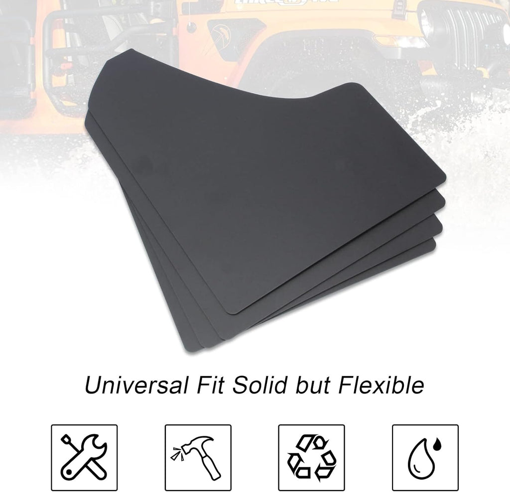 Car Mud Flaps Universal Fit Black Splash Guards (4 Pack) with 20 Pieces 6mm Fastener Rivet Clips