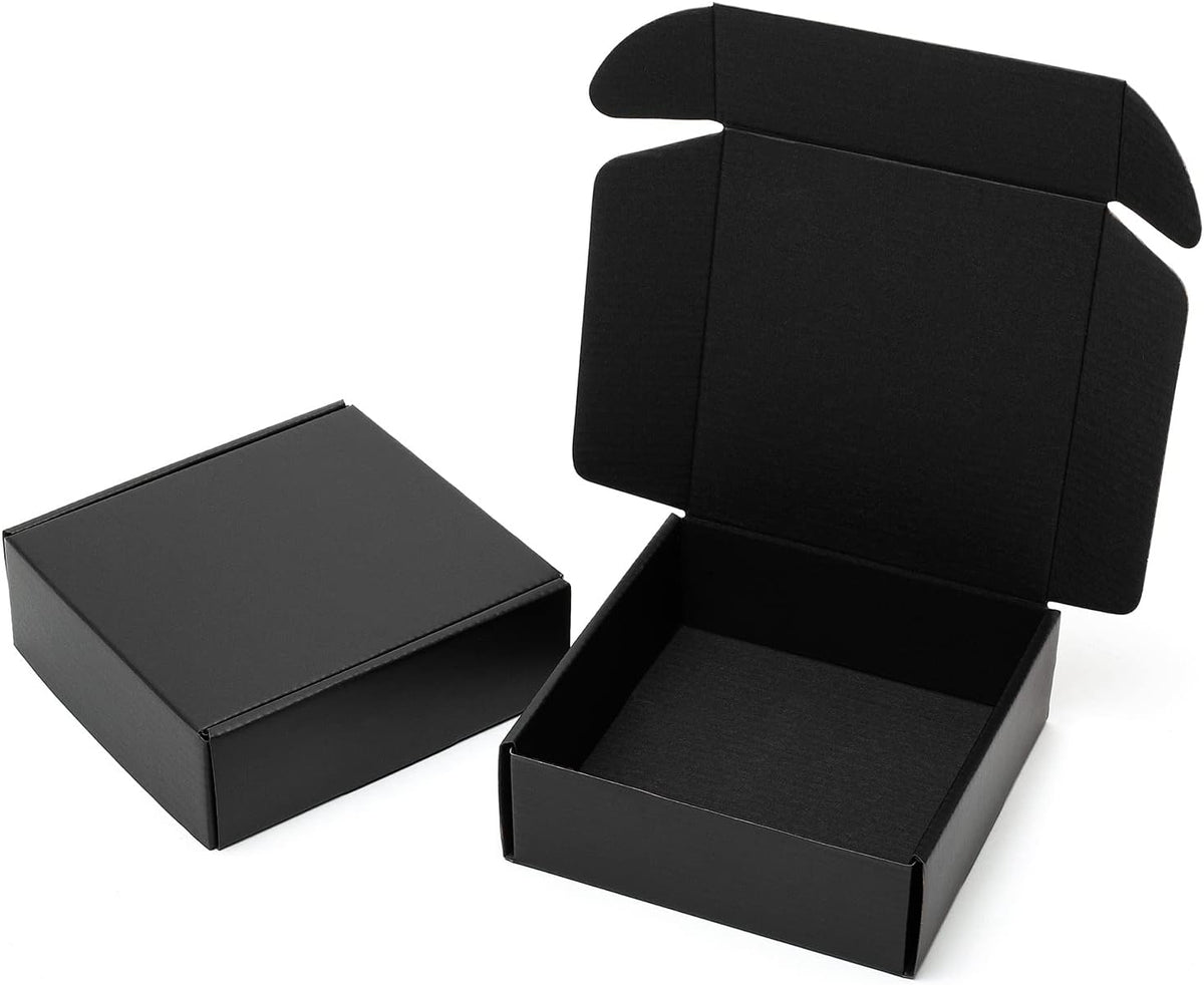 6x6x2 Inch Small Black Shipping Boxes 25 Pack Corrugated Cardboard