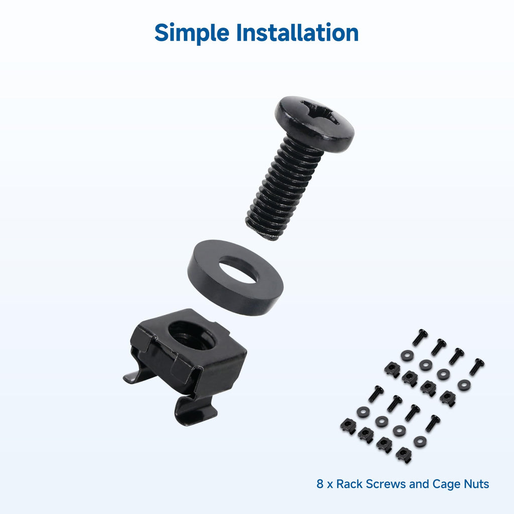 2-Pack 1U 19-Inch Rack Mount Brush Panel, Black
