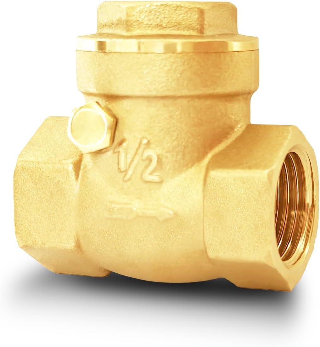 1/2" NPT Horizontal Swing Check Valve, Brass Heavy-Duty Female Thread, DN15