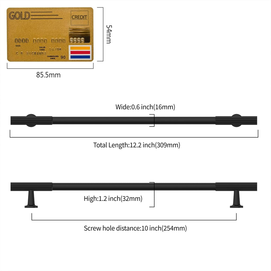 Matte Black Cabinet Handles Kitchen Pulls 10 Inch 10 Pack