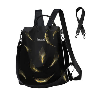 Travel Backpack Purse for Women Anti Theft Convertible Backpacks Fashion Waterptoof Nylon Daypack Black Feather