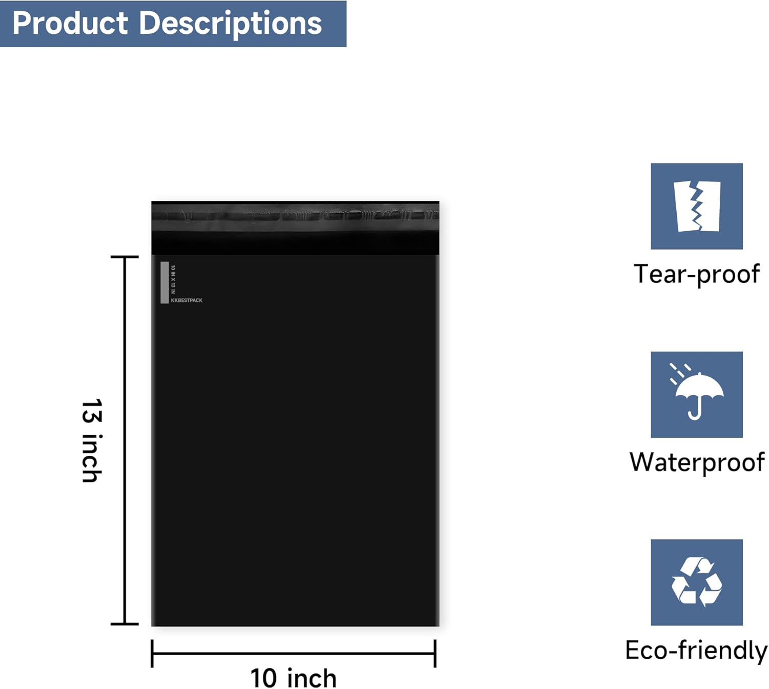Black Poly Mailers 10x13 in, Shipping Bags, 100 Pcs | Shipping bags for clothes and mailing envelopes for packing
