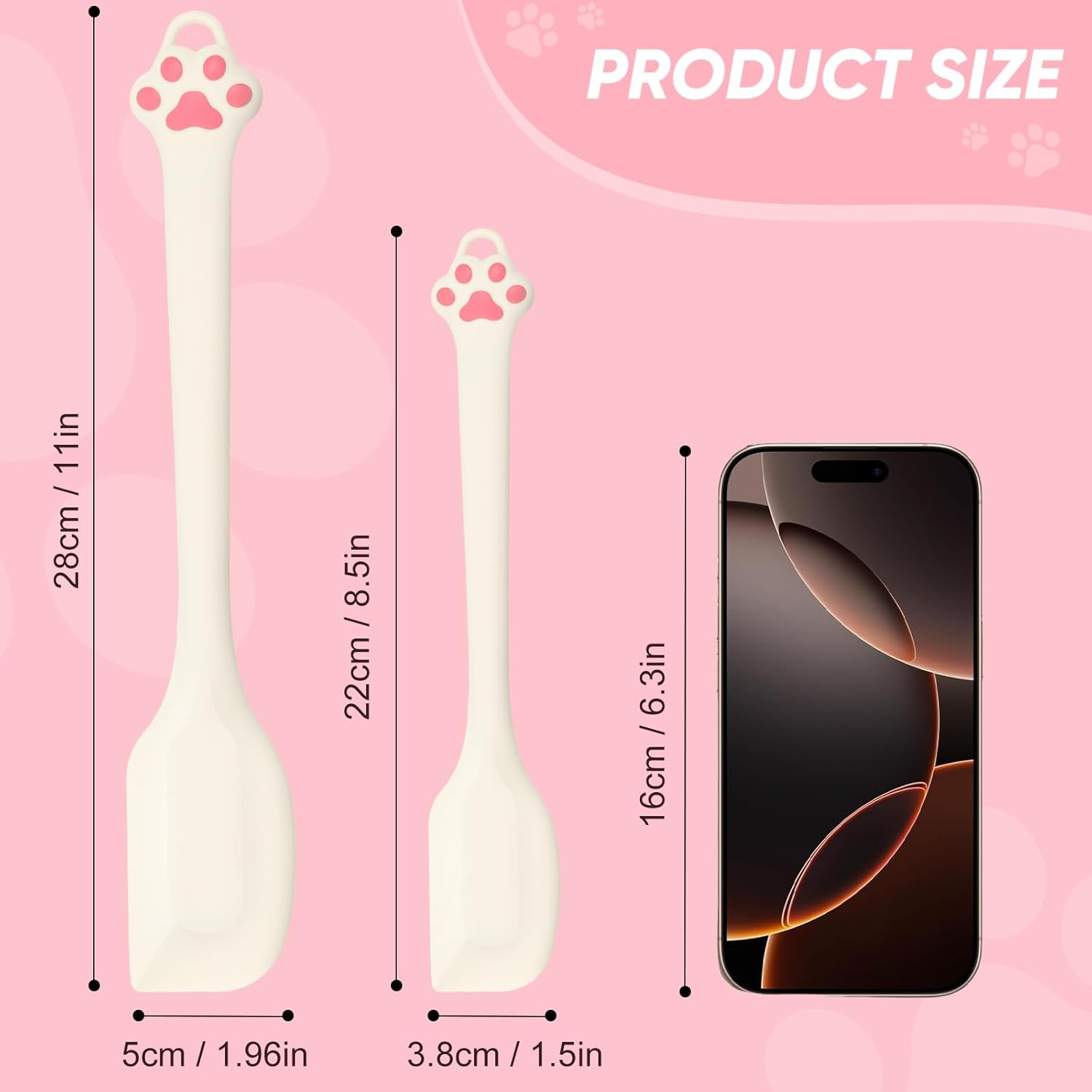 Cute Cat Paw Silicone Spatula Set - High Heat Resistant Rubber Scraper for Baking & Cooking, BPA-Free Non-Stick