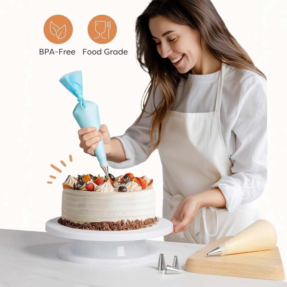 8-Piece Cake Decorating Kit with Rotating Cake Turntable