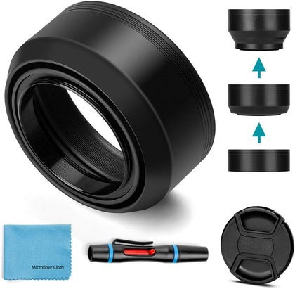67mm Lens Hood Universal Collapsible Lens Sun Shade Hood with Centre Pinch Lens Cap for Canon Nikon Sony Pentax